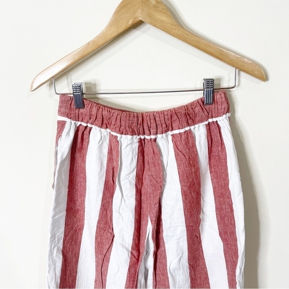Madewell Linen Huston Pull-On Crop Pants in Bold Stripe Size Small - Picture 6 of 7